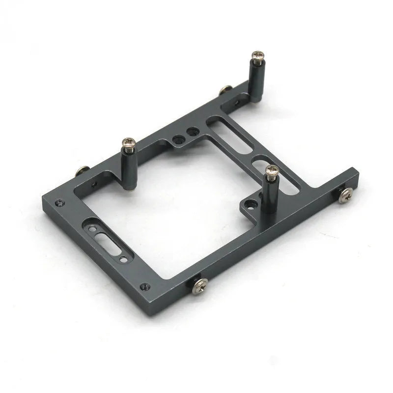 Grey alloy military remote control car accessories including front bar, steering gear bay, beams, and black tyres