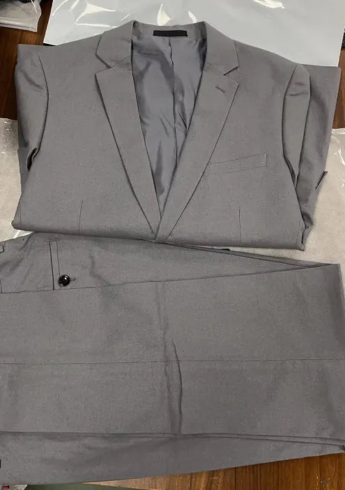 Men's plus size linen blend two-piece suit in slim fit, jacket and trousers set, eight colour options, sizes M to 6XL