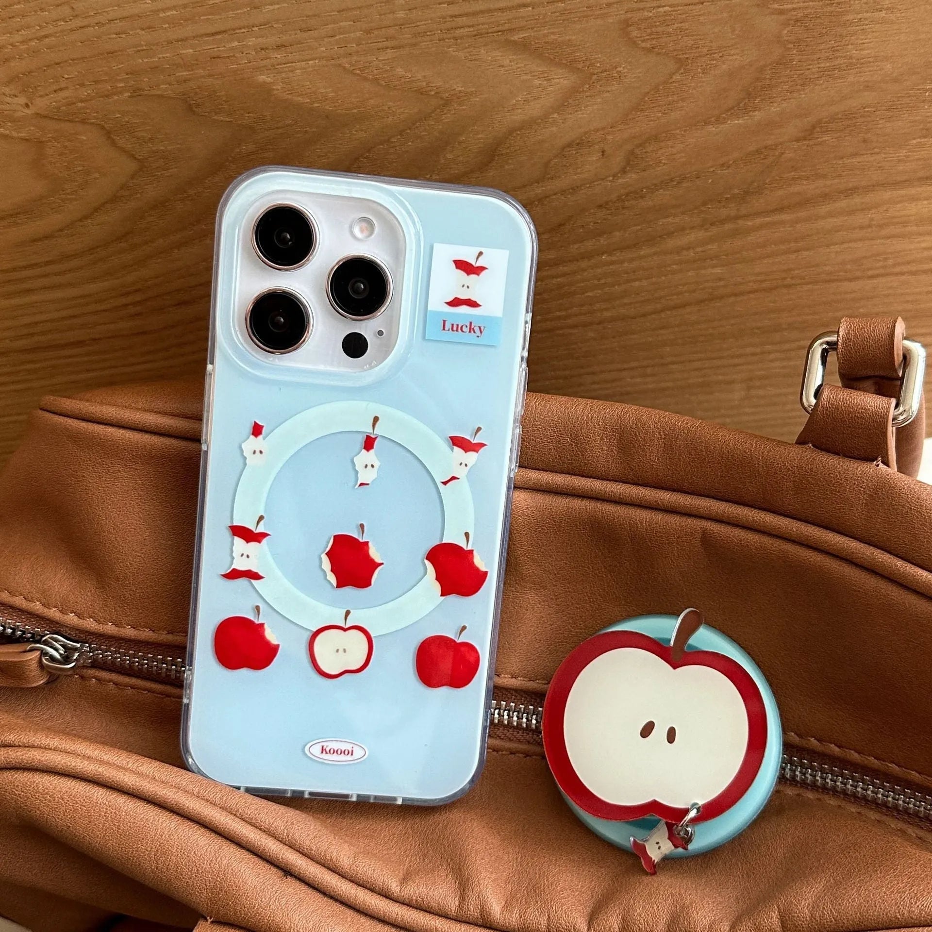 Blue magnetic TPU phone case for iPhone with embossed texture and bracket variant