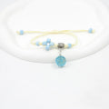 Glass dried flower bracelet with real preserved flowers and colourful 1.4cm beads in hand-woven design