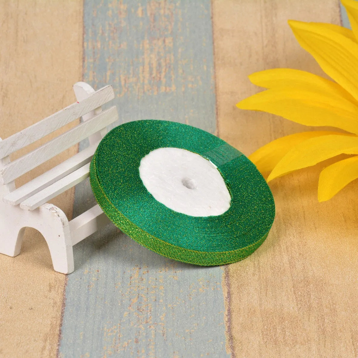 Green onion pattern polyester decorative ribbon in gold silk silver colour for clothing and gift box decoration
