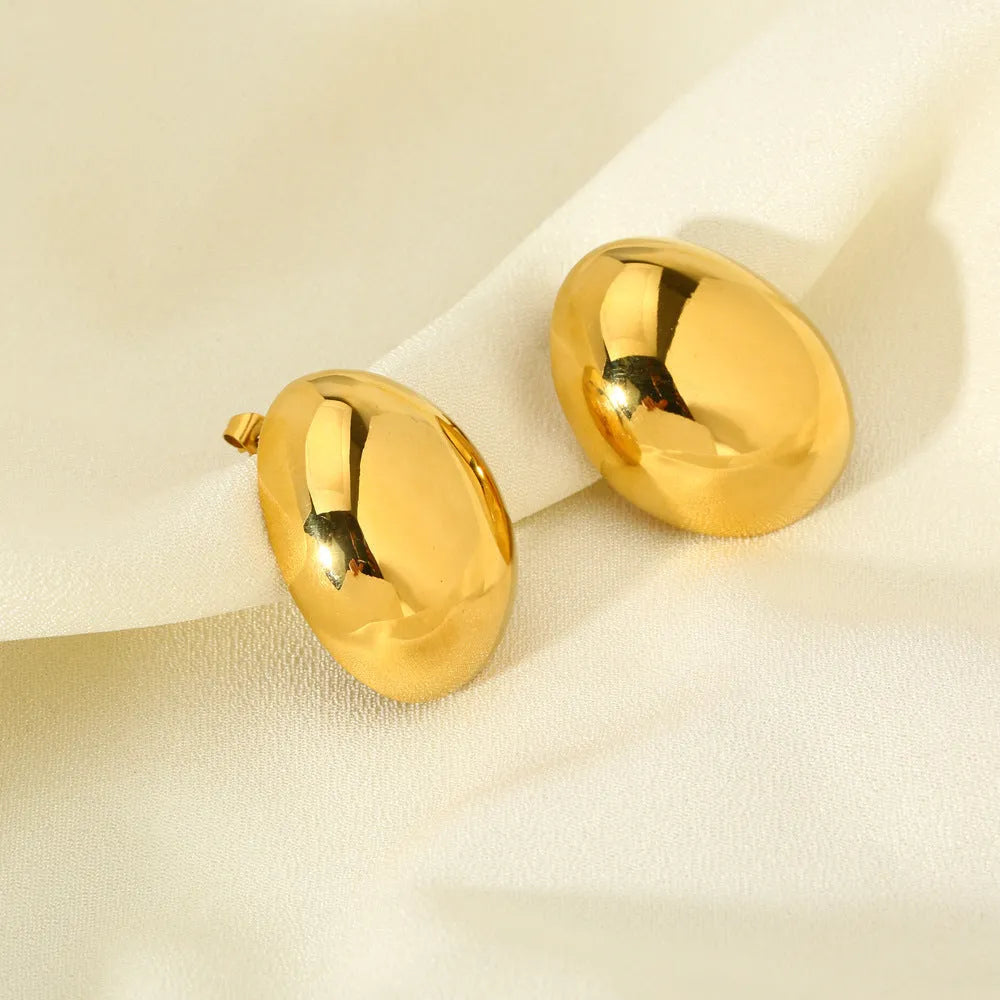 Women's geometric ear studs with stainless steel base and 18K gold electroplated glazed finish