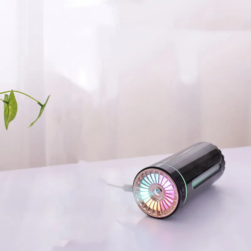 Wireless car humidifier with colourful LED lights and USB charging cable