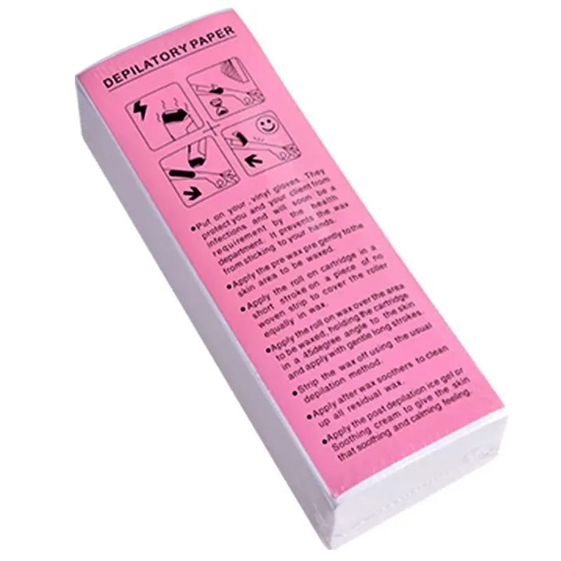 Non-woven fabric hair removal wax paper strips in pack of 50 or 100 pieces for cold wax treatments