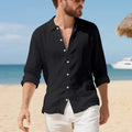 Men's linen casual shirt in American loose fit available in eight colour options