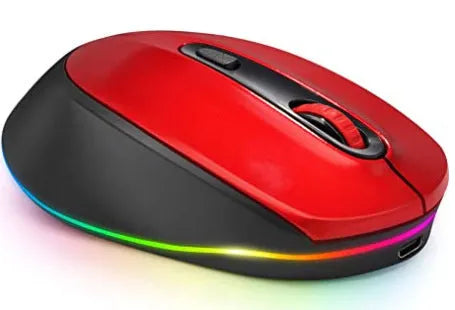 24g ultralight wireless ergonomic mouse in various colours, shown with USB charging cable.