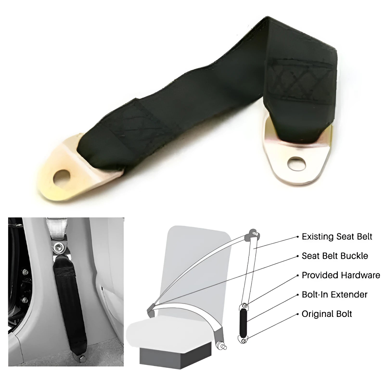 Polyester door fixing belt with mounting screws and nuts for door restraint