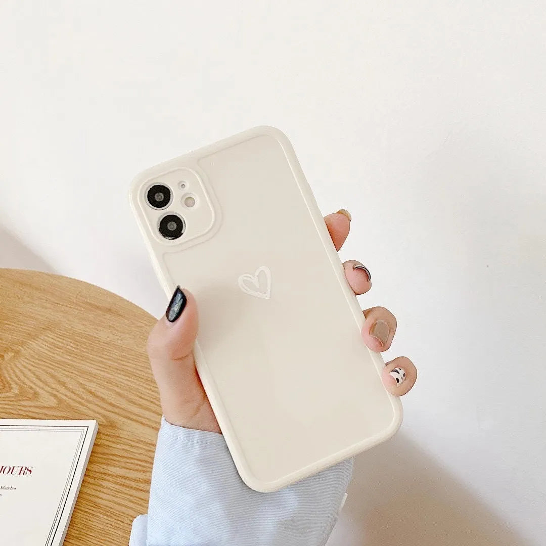 Couples Love solid colour TPU phone case for iPhone, available in Grey, Light Blue, Pink, and White