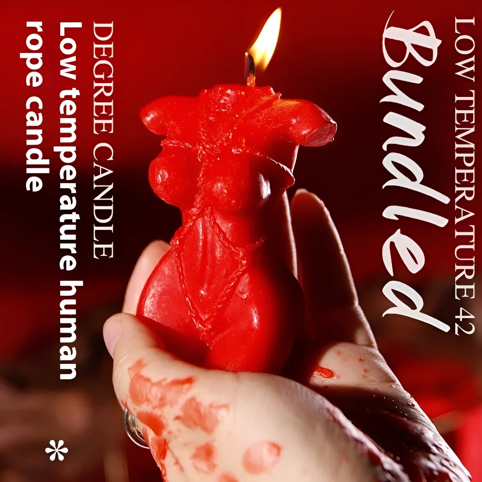 Bikini-shaped low temperature massage candle in rose red, spring pink, or lilac purple.