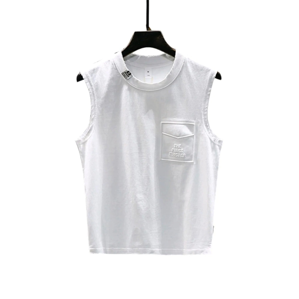 Cotton sleeveless t-shirt in loose fit with straight hem, black and white colour options