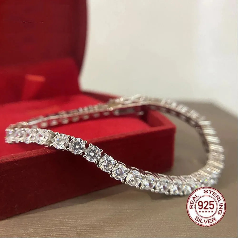 S925 silver bracelet with micro inlay floral leaf chain design on neutral background