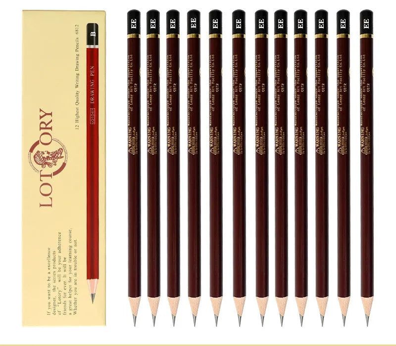 Children's art professional sketch soft charcoal pencil set mixed hardness 2H to 14B in box