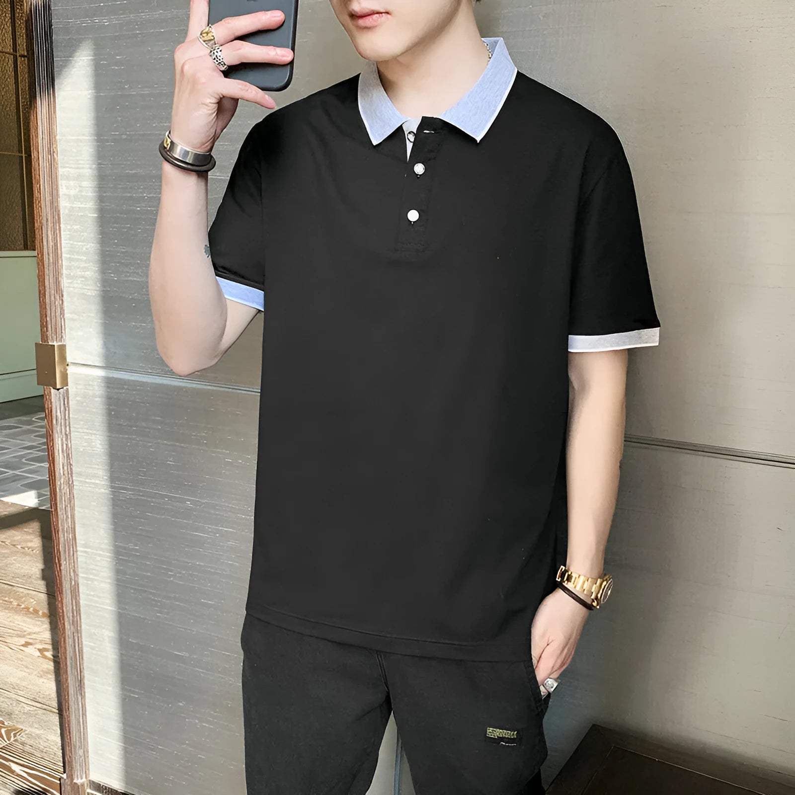 Men's cotton polo shirt in dark blue 95 percent cotton half sleeve sizes M to XXXL