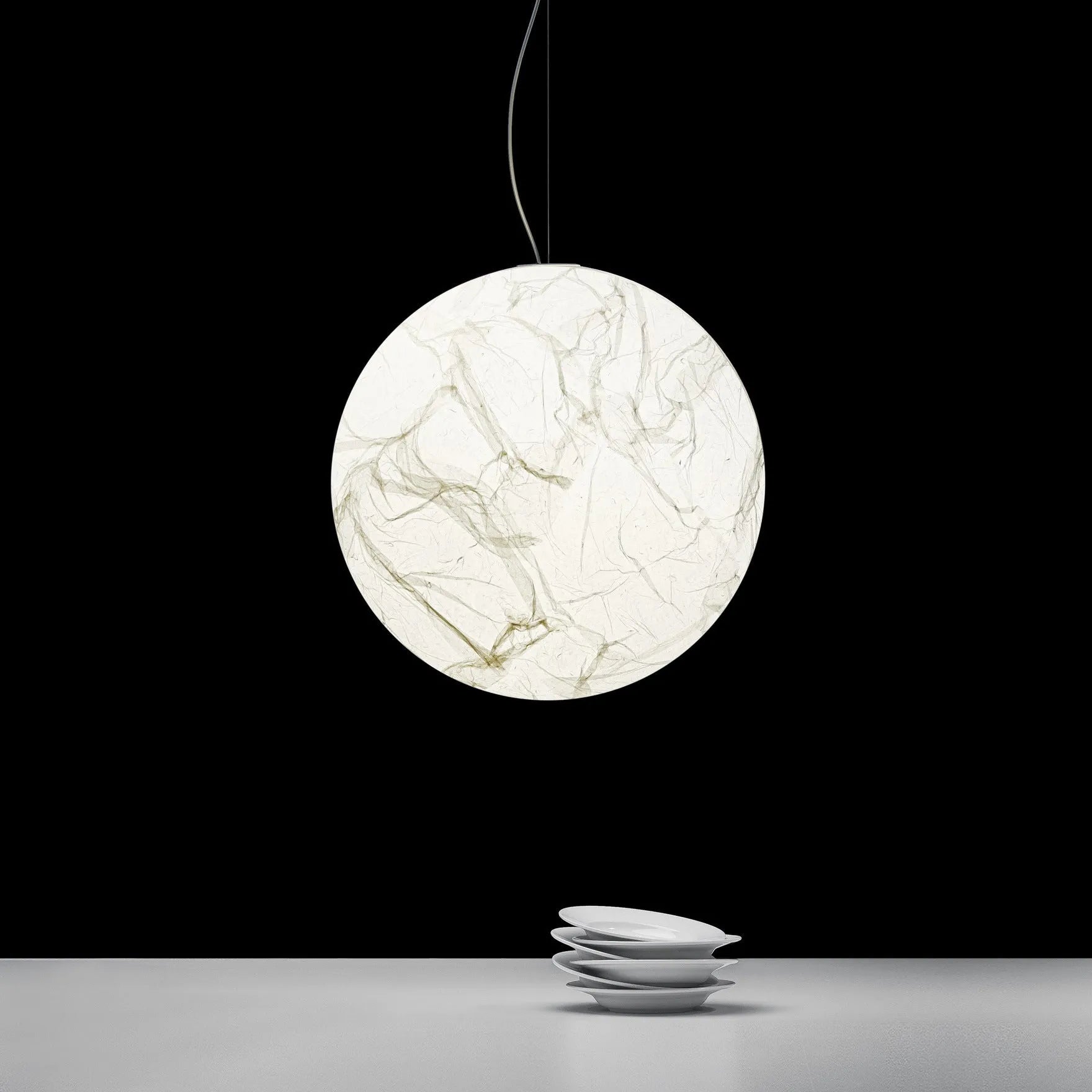 Moon pendant light in a double-height restaurant or living room – D40 or D50 size – low-voltage 36V – light luxury style