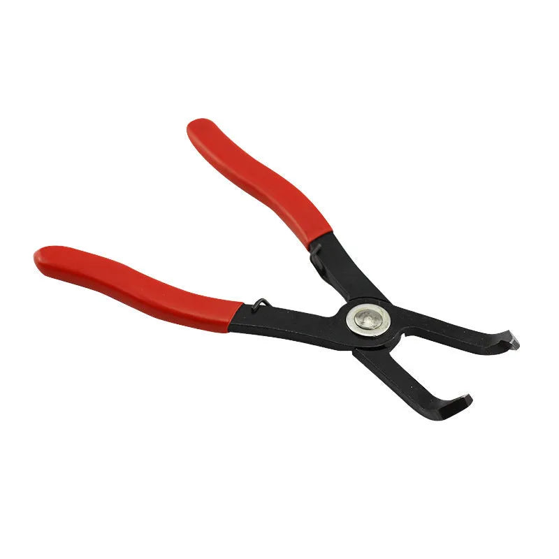 Red interior round nail removal pliers with PVC handles for door panel fastener extraction