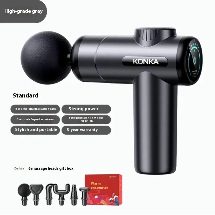 Konka V19 professional mini massage gun in grey colour with 8 massage heads