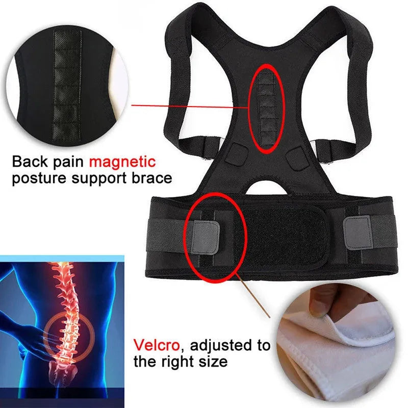 Kyphotone back posture corrector shoulder straight strap black waist support belt