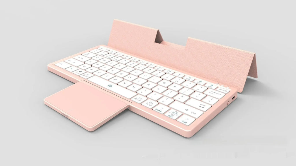 Wireless Bluetooth keyboard with touch pad in leather sheath stand for iPad and mobile phones