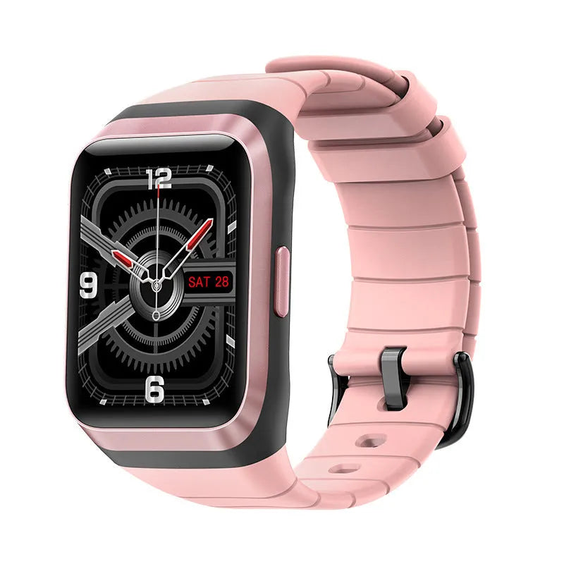 Smart outdoor watch with 1.69 IPS screen, silicone wristband, available in black, green, pink, red