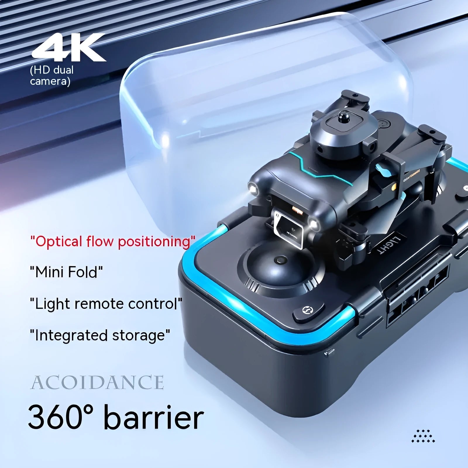 Black four-axis obstacle avoidance drone with 4K camera for youth training measuring under 30cm