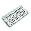 Mini 2.4G punk wireless keyboard with 75 keys, compact 30x15.5x3.5cm design, white colour, USB receiver on desk
