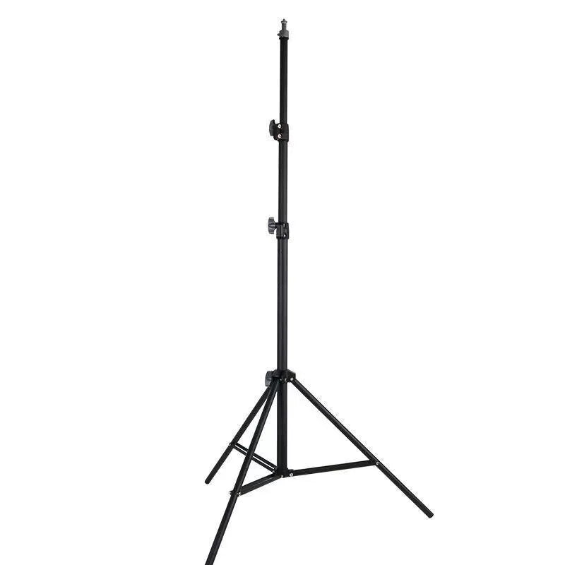 Adjustable mobile phone tripod light stand in frosted finish with height options from 1.6m to 2.1m