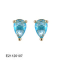 Drop-shaped gold-plated earrings with zircon accents in candy colours
