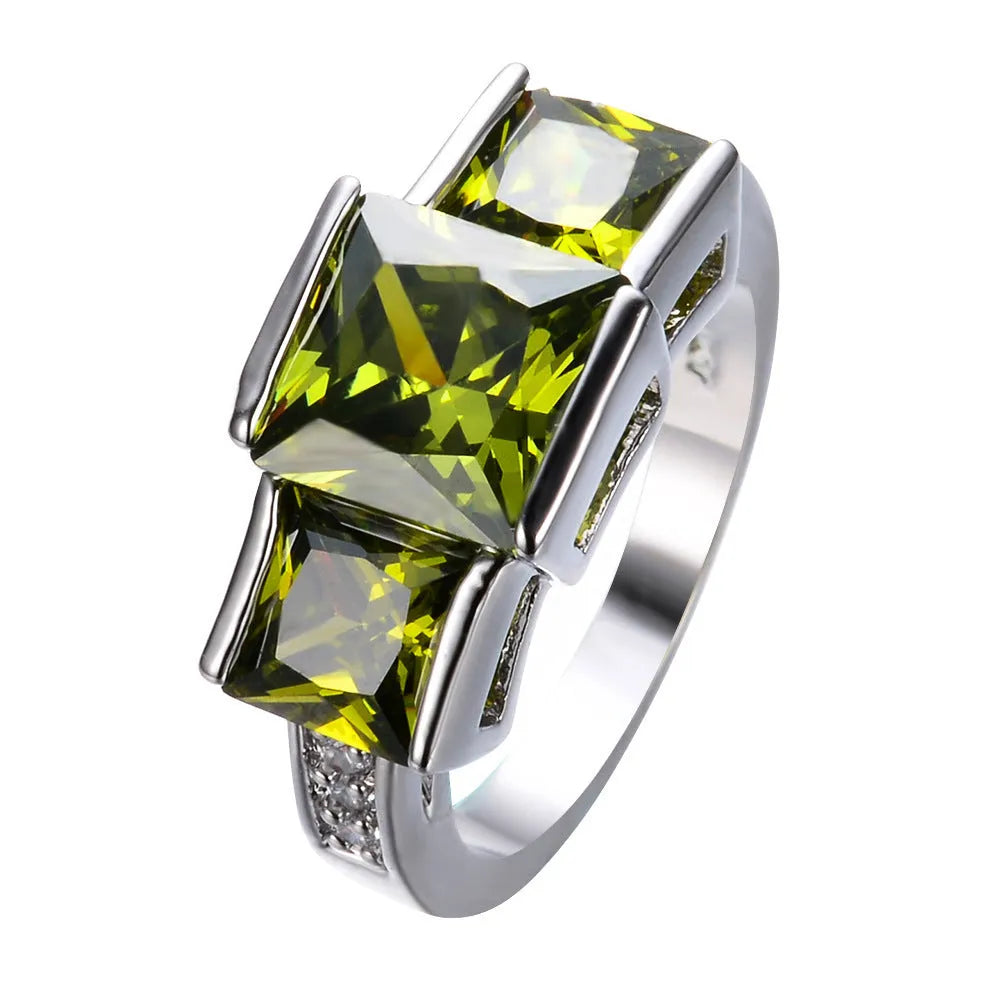 Geometric electroplated copper ring in multiple colours showing sizes no.6 to no.10