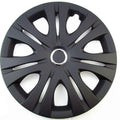Universal car wheel hub cover in black, silver, and electroplated monochrome finishes.