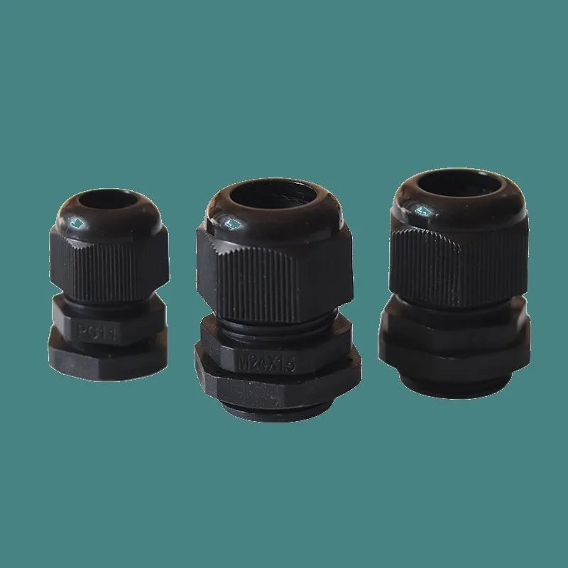 PG11 nylon cable waterproof connector in black with IP68 protection