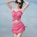 Women's milk silk split bikini swimsuit in pitaya red, yellow, or black colour options