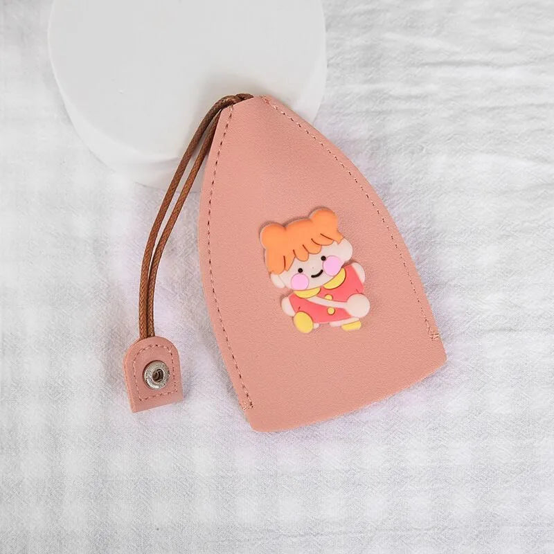 Cartoon design pull-out key case for car keys in PU leather.