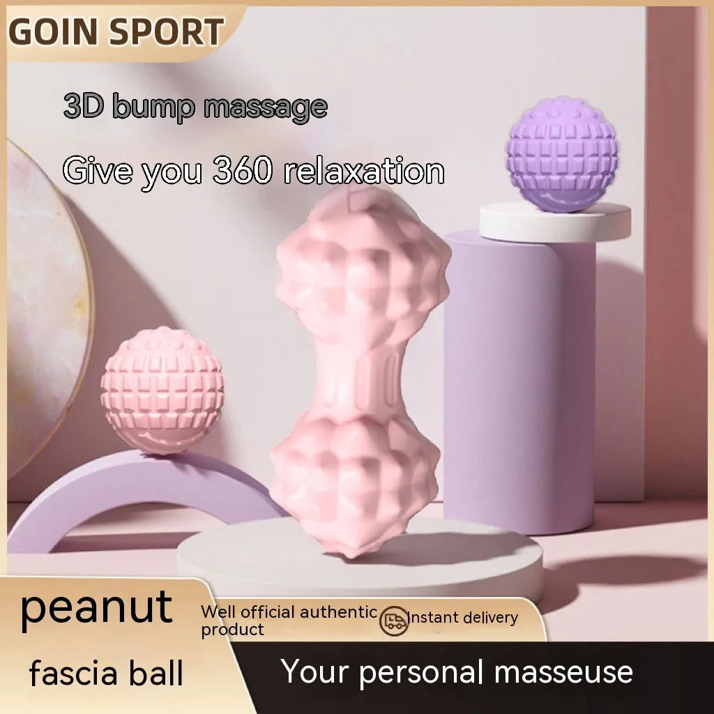 Blue 6cm TPR foot massage and yoga ball on a plain background.