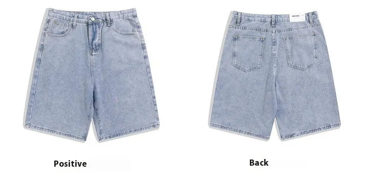 Men's solid colour denim shorts with straight leg design and front zipper fly in four colour options