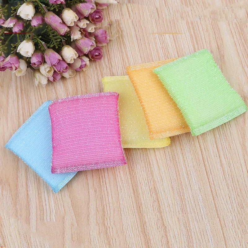 Fine stripe dishwashing sponge mop in macaron mixed colours showing pinstripe fabric texture and compact design