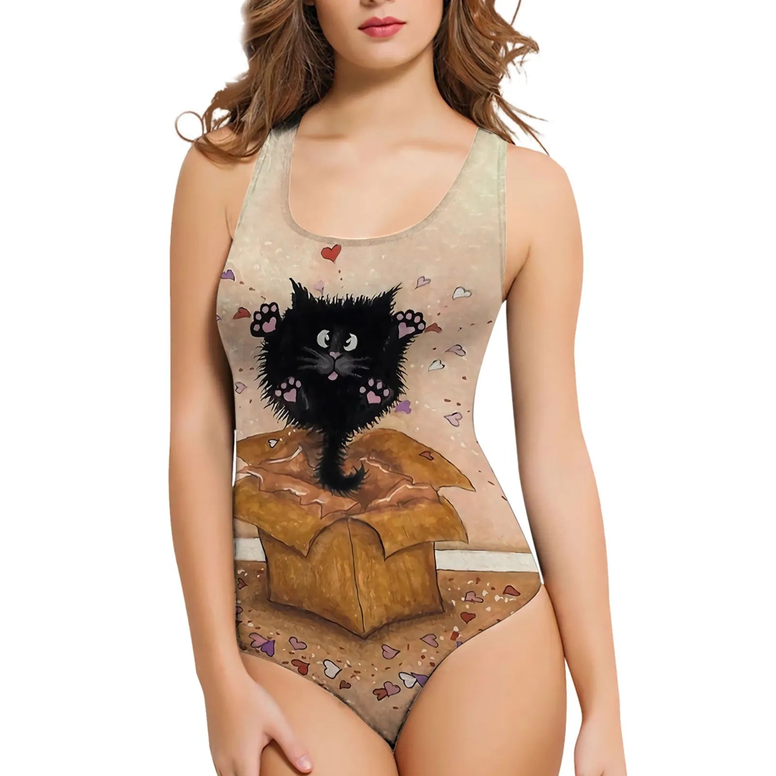 Women's 3D printed polyester swimsuit with butterfly pattern in one-piece design