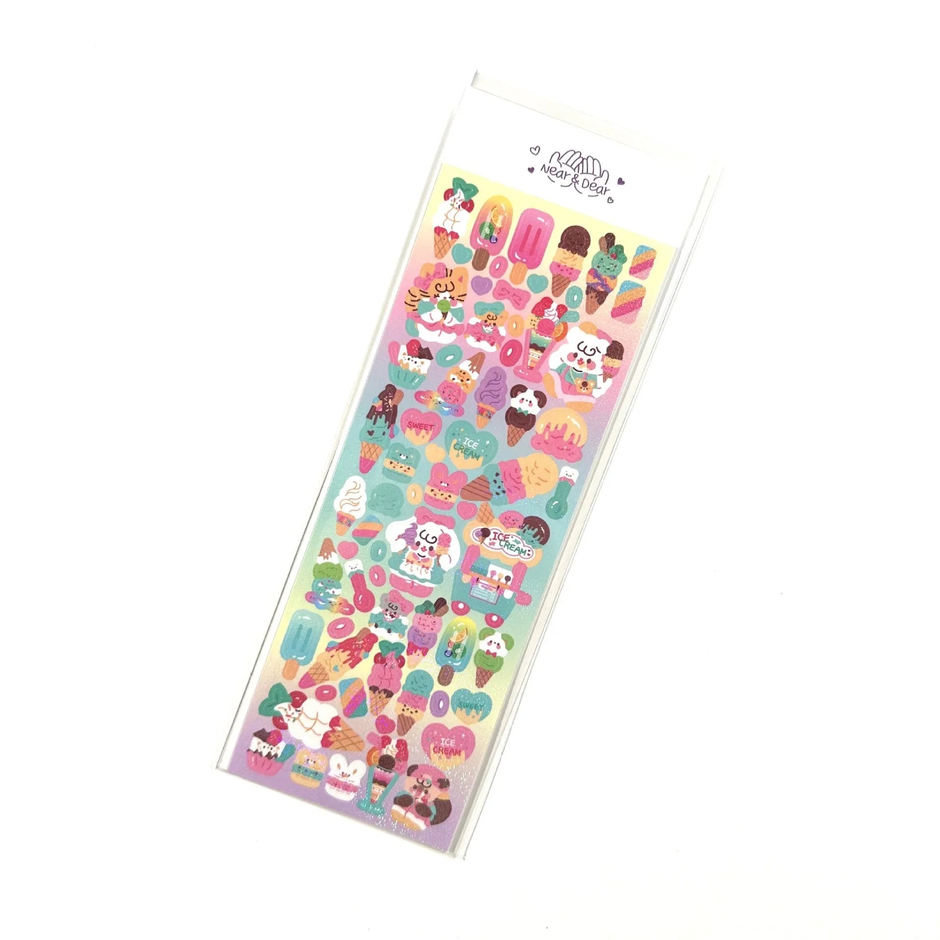 Cartoon animal PET sticker sheet in Korean style with 6.5 x 17.5cm size, black angel colour theme