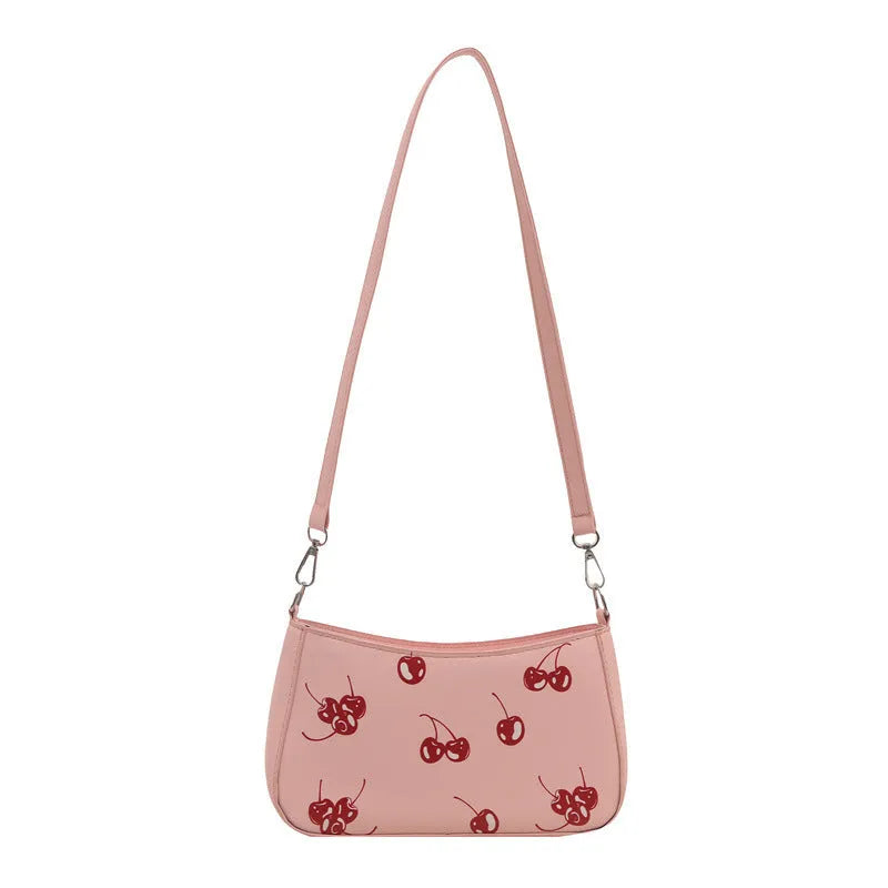Casual PU underarm crossbody bag with floral print in black colour showing three-dimensional outer pocket