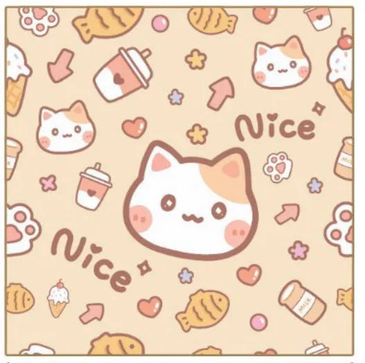 Printed cartoon cat design cloth cosmetic bag in multiple colours with zippered closure
