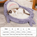Blue shark pattern velvet pet bed cushion with non-slip base for small medium dogs