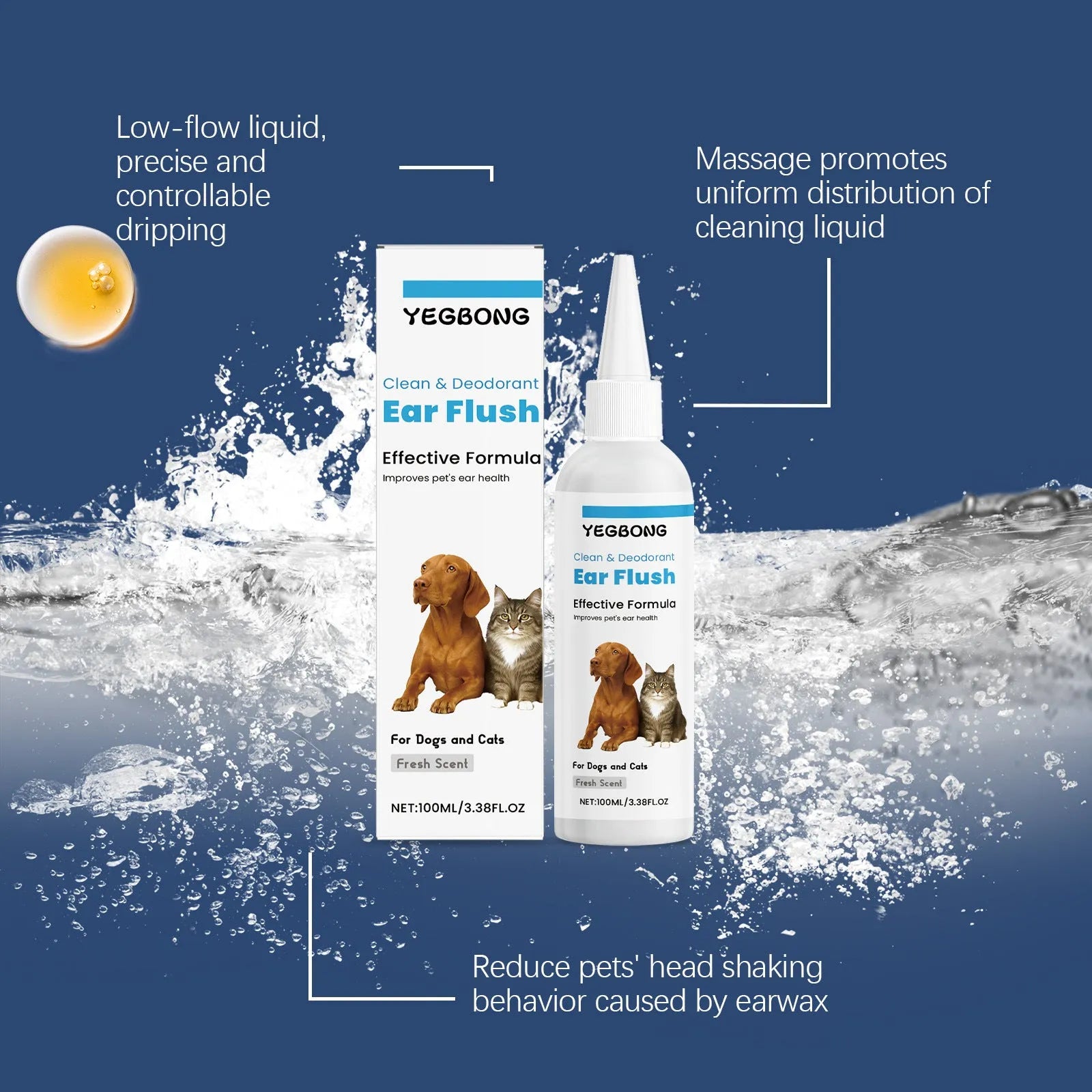 100ml bottle of cat and dog ear cleaner for gentle earwax removal