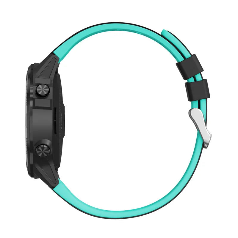 Sports smart watch with black silicone strap showing 1.3 inch display with step counting interface