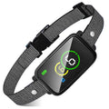 Black ABS bark-stop collar with colour screen and magnetic USB charging port