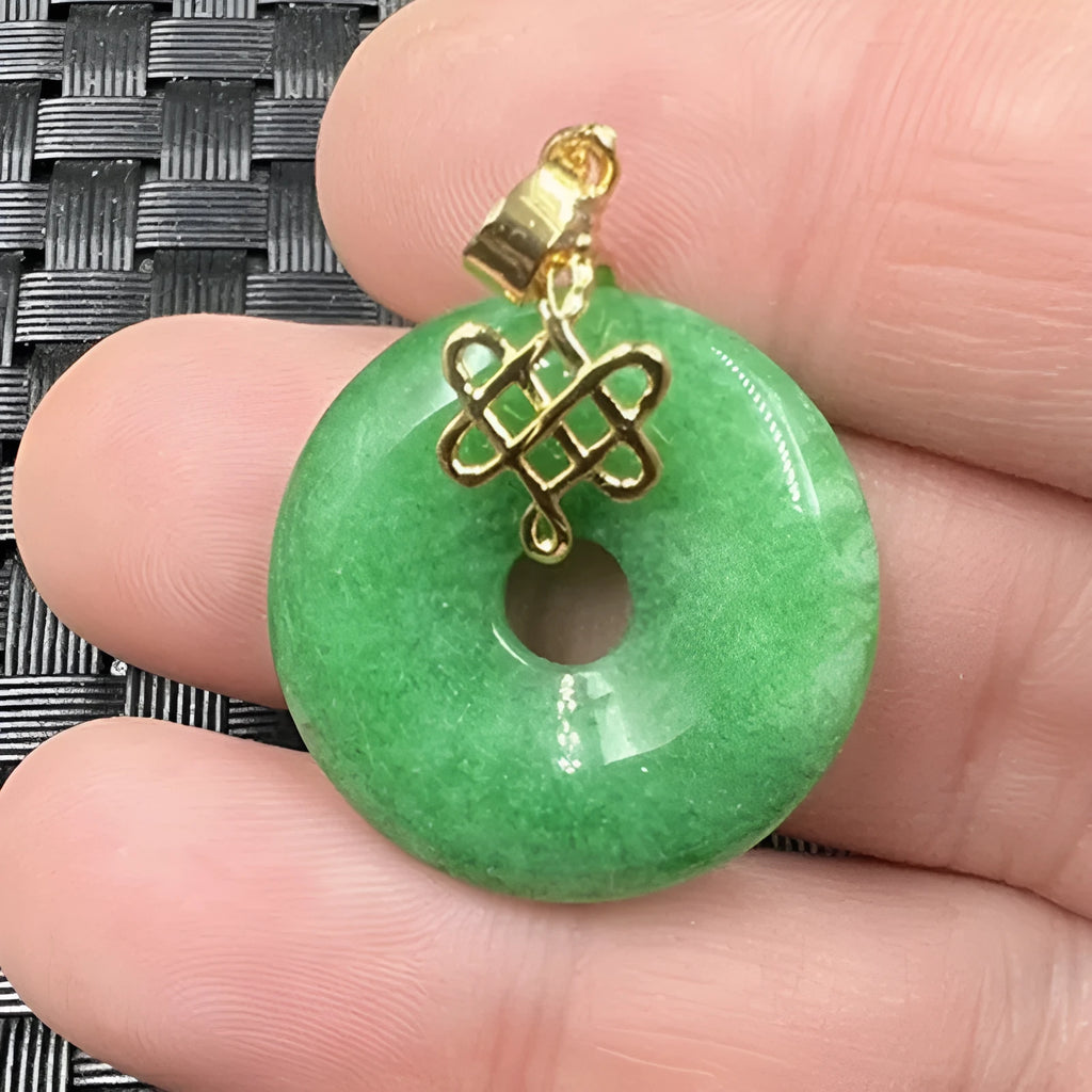 Dry green jade coin buckle pendant, 25mm, Chinese style, isolated on white background