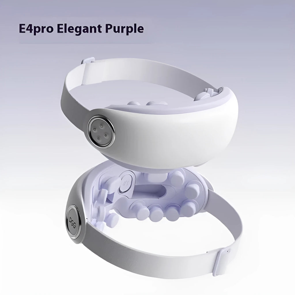 Bluetooth steam eye moisturising massager in purplish grey, showing its compact size for hot compress therapy.