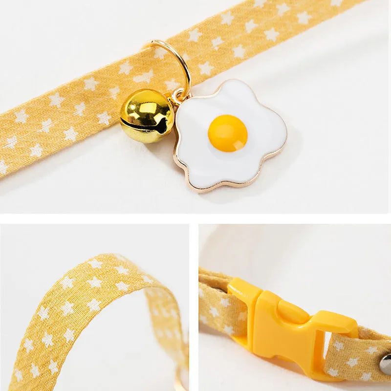Small pet collar with bell pendant and decorative bow tie in adjustable design