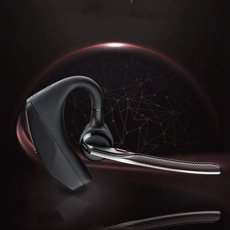 Black plastic Bluetooth sports headphones showing a battery display and USB connection.