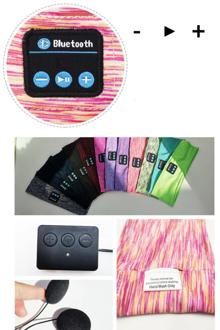 Pink wireless eye mask Bluetooth headset headband with stereo audio for hands-free calls