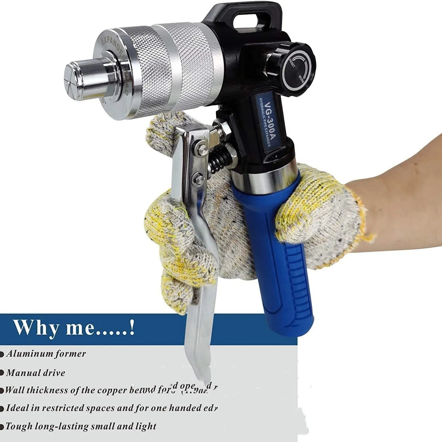 Hydraulic tube expander refrigeration tool, VG-300 style, made from high-strength alloy steel.