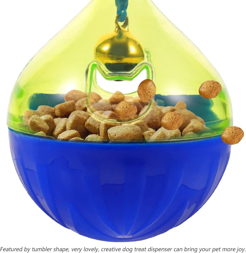 White tumbler-shaped pet treat dispenser toy measuring 14cm for dogs and cats